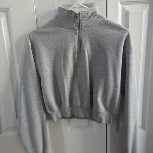 Cropped quarter zip sweater